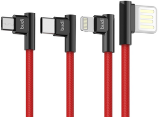 USB To Type C/Iphone/Micro 2.4A 1M Zinc Shell Braided Charging Cable Black-Red