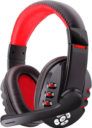 Wireless Gaming Headset for PS4 PS3 PS2 - PC, Laptop Compatible - Noise Cancelling Microphone, Bass Boost, Lightweight, Soft Comfort Over Ear Headphones - Red