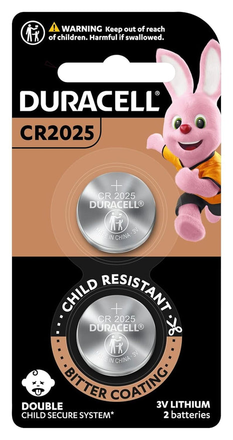 Duracell CR2025 Lithium Coin Battery (2 Pack) | Child Safe