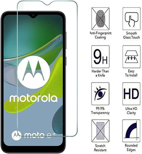 Moto E13 Tempered Glass with 9H Hardness Anti Fingerprint