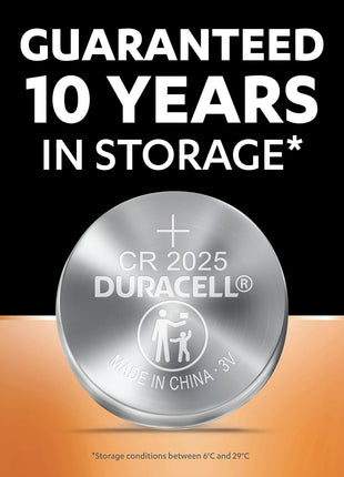 Duracell CR2025 Lithium Coin Battery (2 Pack) | Child Safe