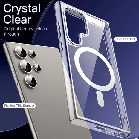 Clear Magnetic Phone Case for Samsung S22, S22+, S22 Ultra