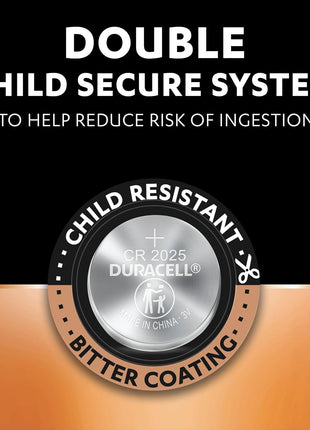 Duracell CR2025 Lithium Coin Battery (2 Pack) | Child Safe