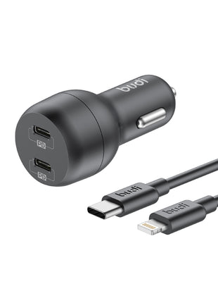 Dual Type C port PD40W Car charger With Type c to lightning/Type c to type c PD cable