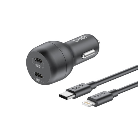 Dual Type C port PD40W Car charger With Type c to lightning/Type c to type c PD cable