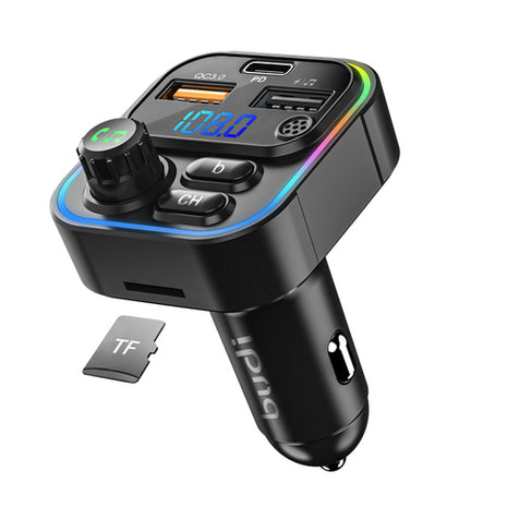 Bluetooth FM Transmitter PD20W+ QC3.0 18W With 7 Color Light EQ Mold TF/USB reader