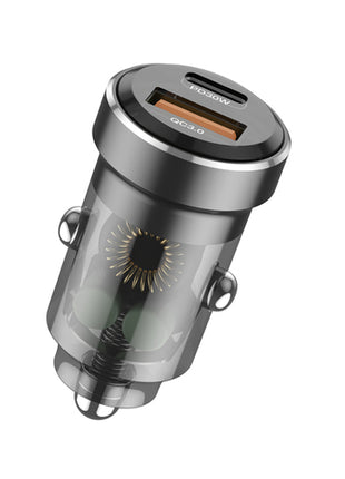 Dual PD&QC Aluminium Shell Fast Car Charger with Transparent Shell Design