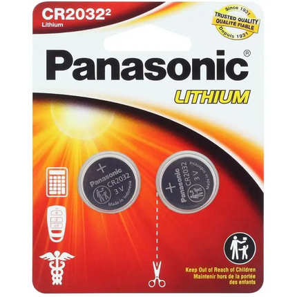 Panasonic CR2032 Lithium Coin Battery (2 Pack)