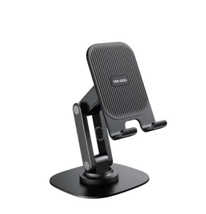 Folding Rotatable Desktop Stand Black With Strong Adhesive Bottom For Smartphones & Navigation Devices