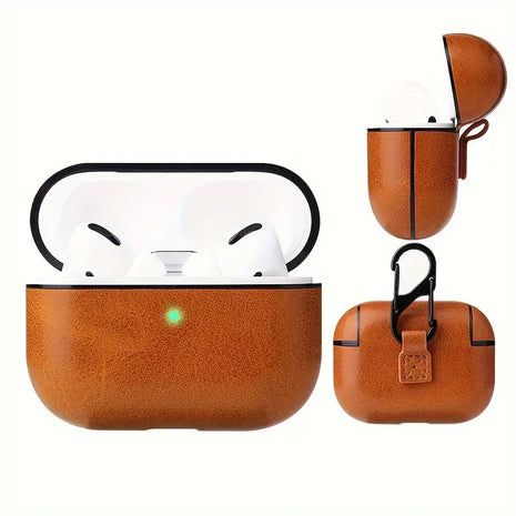 Stylish Leather Case forAirPods Pro (1st and 2nd Generation) , Front LED Visible, 360° Protection, Portable, Slim Fit, Fashionable