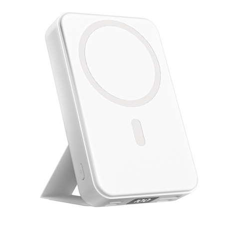 10000mAh Power Bank: 15W Wireless Charging, Stand & Smart Chip (White)