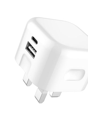 Dual Port QC 3.0 + PD 20W Fast Wall Charger White