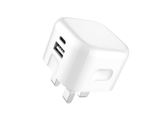 Dual Port QC 3.0 + PD 20W Fast Wall Charger White