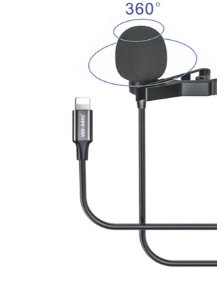 Clip-on Lavalier Microphone with Secondary Mic & Monitoring Input for Smartphones & Tablets