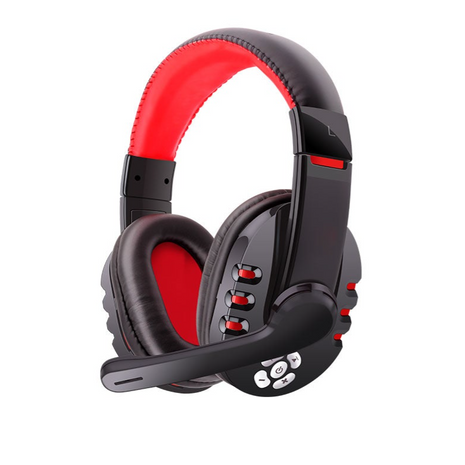 Wireless Gaming Headset for PS4 PS3 PS2 - PC, Laptop Compatible - Noise Cancelling Microphone, Bass Boost, Lightweight, Soft Comfort Over Ear Headphones - Red