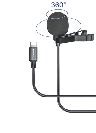 Clip-on Lavalier Microphone with Secondary Mic & Monitoring Input for Smartphones & Tablets