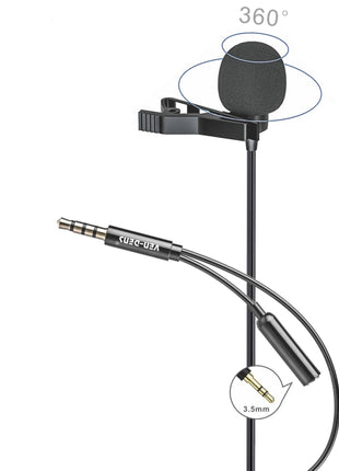 Clip-on Lavalier Microphone with Secondary Mic & Monitoring Input for Smartphones & Tablets