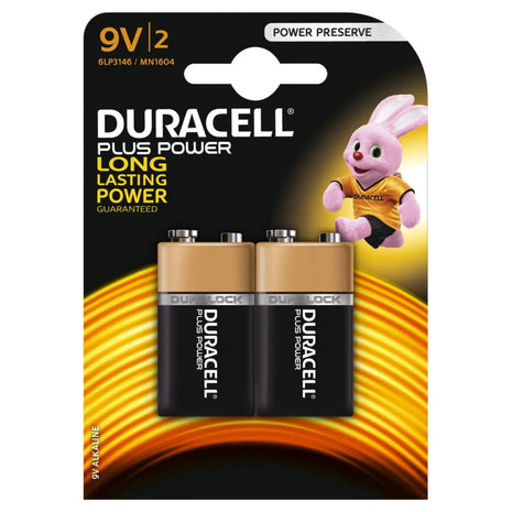 Duracell Plus Power Alkaline 9V Battery (Pack of 2)