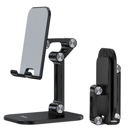 Versatile Double Folding Desktop Stand for Mobiles (4.7"-13") - Black