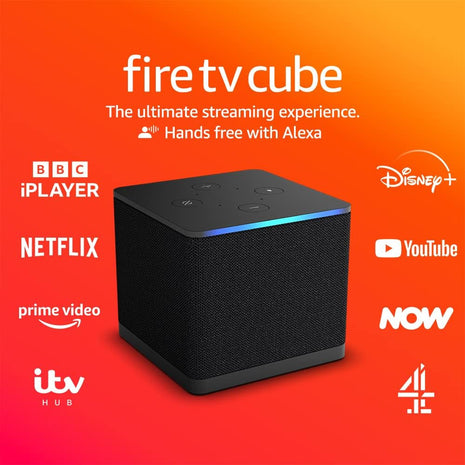 Amazon Fire TV Cube | Hands-free streaming media player with Alexa, Wi-Fi 6E, 4K Ultra HD