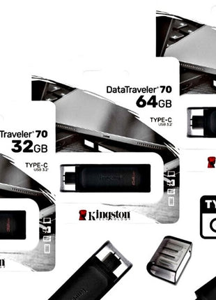 Kingston Data Traveler 70 USB-C Flash Drive - 32GB 64GB 128GB 256GB