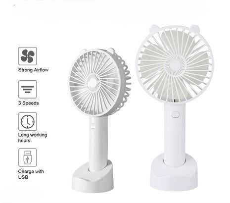 Mini Cat Fan: Portable, Rechargeable, 2 Speeds & Night Light