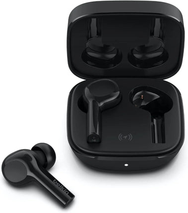 Wireless Earbuds with Wireless Charging Case for iPhones and Androids (Black)