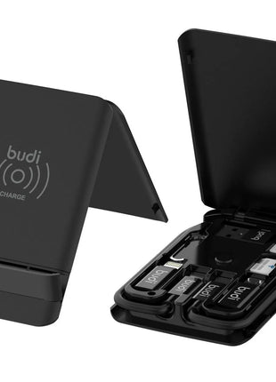 Wireless Charger(15W) Multi Functional Box with Phone Cable Adapters Black Budi