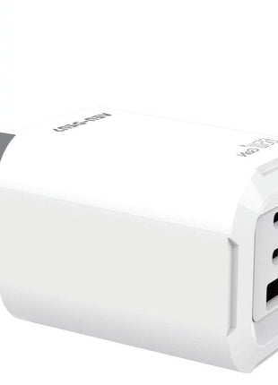 65W GaN Charger USB & Type-C 3 in 1 Multi Port Charger Folding Plug white