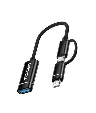 2 in 1 OTG Adapter (Lightning & Type C) - Black