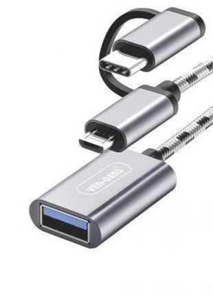 2 In 1 USB C + Micro to USB Connecter OTG Adaptor - Silver