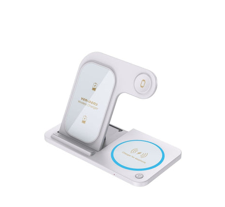 3-in-1 Wireless Charger (15W): iPhone, Watch & AirPods (Foldable)  White