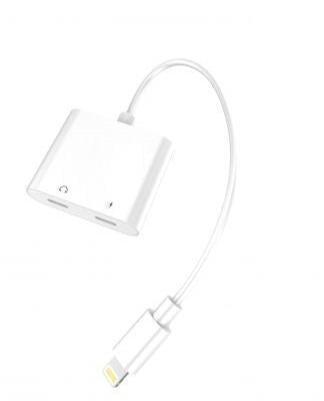 2 In 1 Lightning Headphone and Charging Adapter - White